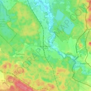 Nová Ves nad Lužnicí topographic map, elevation, terrain