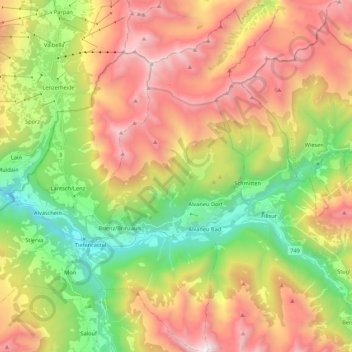 Albula/Alvra topographic map, elevation, terrain