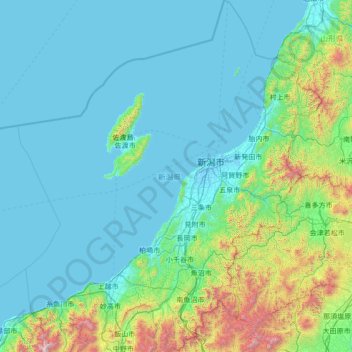 Niigata Prefecture topographic map, elevation, terrain