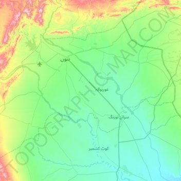 Bannu topographic map, elevation, terrain