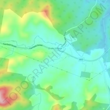 Drake Village topographic map, elevation, terrain