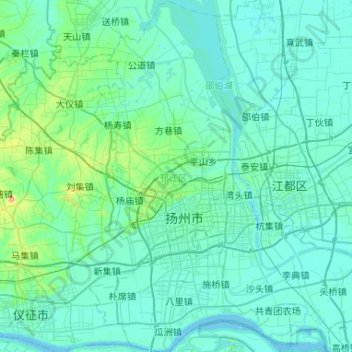 District de Hanjiang topographic map, elevation, terrain