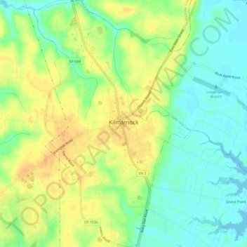 Kilmarnock topographic map, elevation, terrain