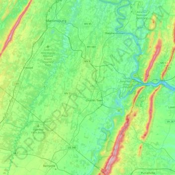 Jefferson County topographic map, elevation, terrain