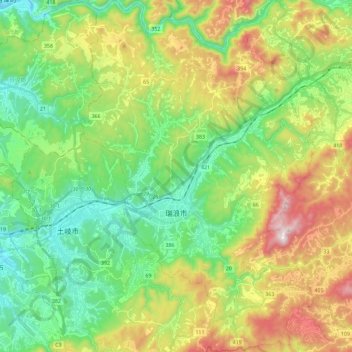 Mizunami topographic map, elevation, terrain