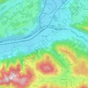 Wörgl topographic map, elevation, terrain