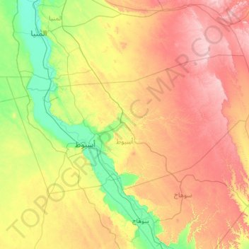 Asyut topographic map, elevation, terrain