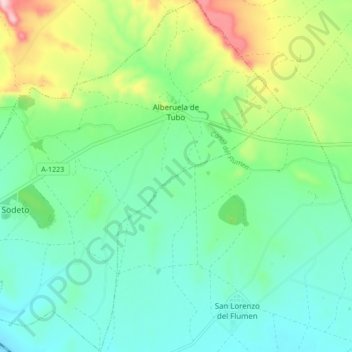 Alberuela de Tubo topographic map, elevation, terrain