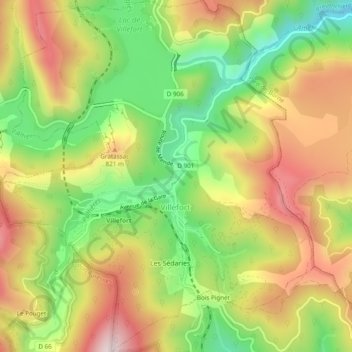 Villefort topographic map, elevation, terrain