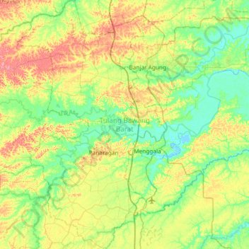 Tulang Bawang Barat topographic map, elevation, terrain