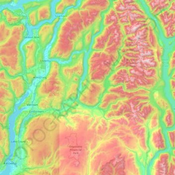 Regional District of North Okanagan topographic map, elevation, terrain