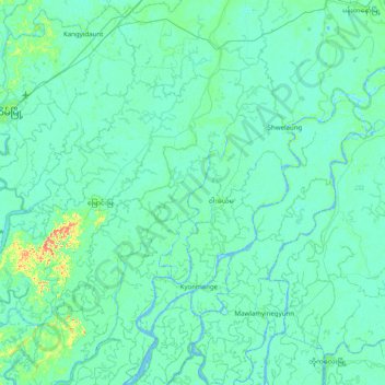 Myaungmya topographic map, elevation, terrain
