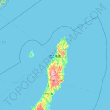 Nishinoomote topographic map, elevation, terrain