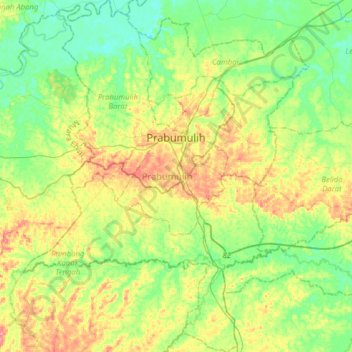 Prabumulih topographic map, elevation, terrain