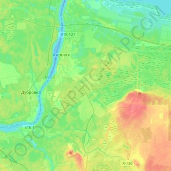 Кировское городское поселение topographic map, elevation, terrain