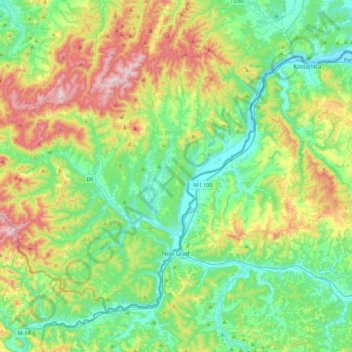 Općina Dvor topographic map, elevation, terrain