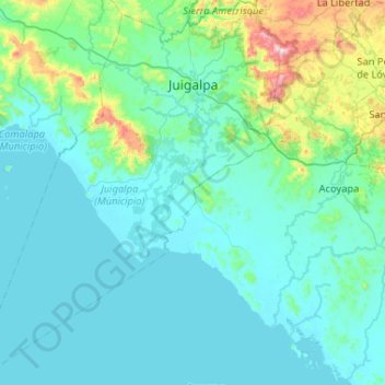 Juigalpa (Municipio) topographic map, elevation, terrain