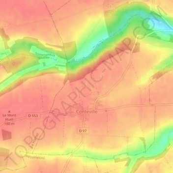 Conteville topographic map, elevation, terrain