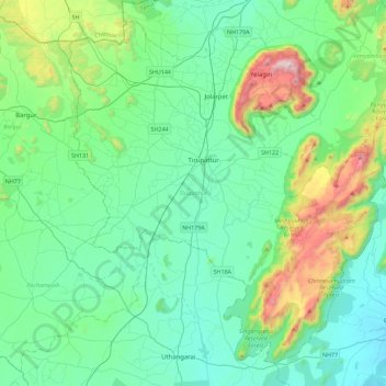 Tirupathur topographic map, elevation, terrain