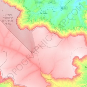 Barbalha topographic map, elevation, terrain
