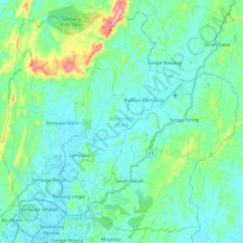 Samarinda Utara topographic map, elevation, terrain