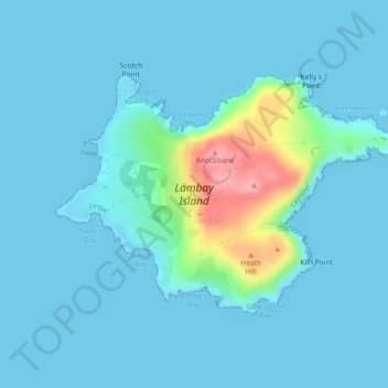 Lambay Island topographic map, elevation, terrain