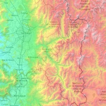 Provincia de Cordillera topographic map, elevation, terrain