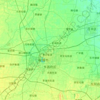Dongchangfu District topographic map, elevation, terrain