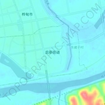 Qixin Subdistrict topographic map, elevation, terrain