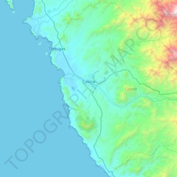 Casma topographic map, elevation, terrain