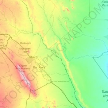 Athi River topographic map, elevation, terrain