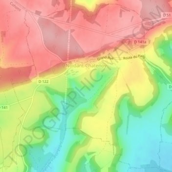 Noidant-Chatenoy topographic map, elevation, terrain