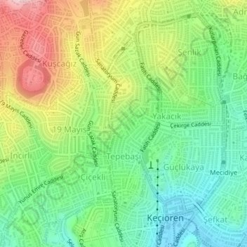 Tepebaşı Mahallesi topographic map, elevation, terrain