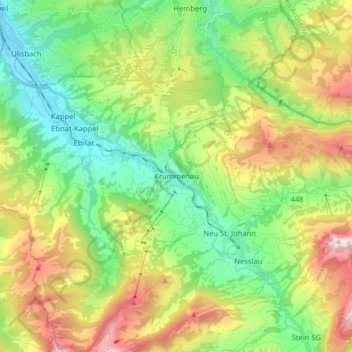 Krummenau topographic map, elevation, terrain