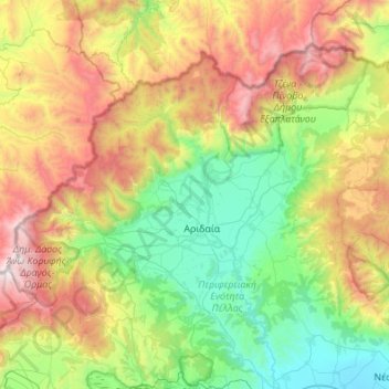 Almopia Municipality topographic map, elevation, terrain