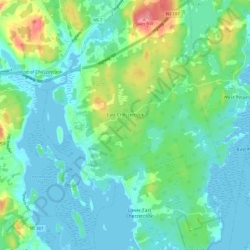 East Chezzetcook topographic map, elevation, terrain