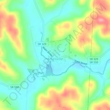 Amesville topographic map, elevation, terrain