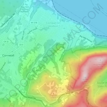 Village of Cornwall-on-Hudson topographic map, elevation, terrain