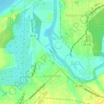 Grand River topographic map, elevation, terrain
