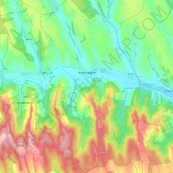 Törökkoppány topographic map, elevation, terrain