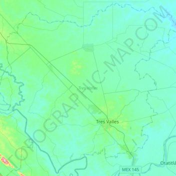 Tres Valles topographic map, elevation, terrain