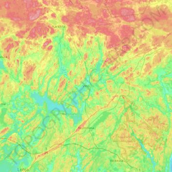 Vihti topographic map, elevation, terrain