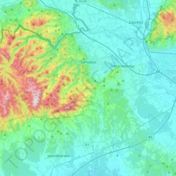 Grad Samobor topographic map, elevation, terrain