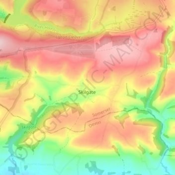 Skilgate topographic map, elevation, terrain