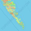 Area E (Moresby Island) topographic map, elevation, terrain