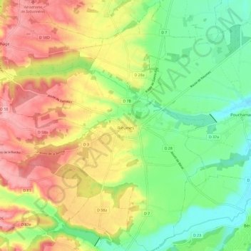 Rieumes topographic map, elevation, terrain