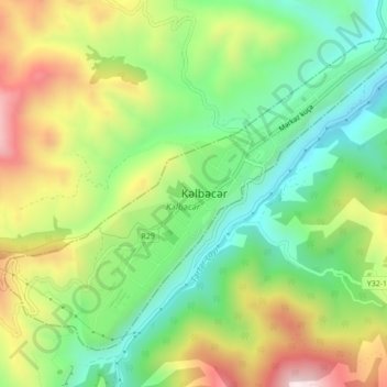 Kalbajar topographic map, elevation, terrain