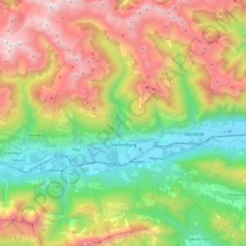 Greifenburg topographic map, elevation, terrain