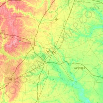 Wilson County topographic map, elevation, terrain