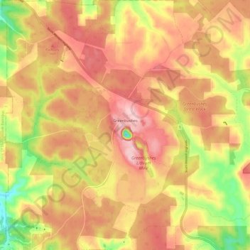 Greenbushes topographic map, elevation, terrain